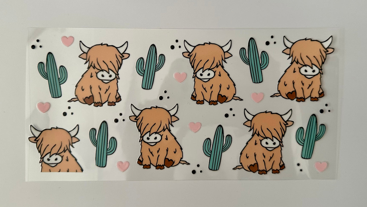16oz UV DTF WRAP - HIGHLAND COW