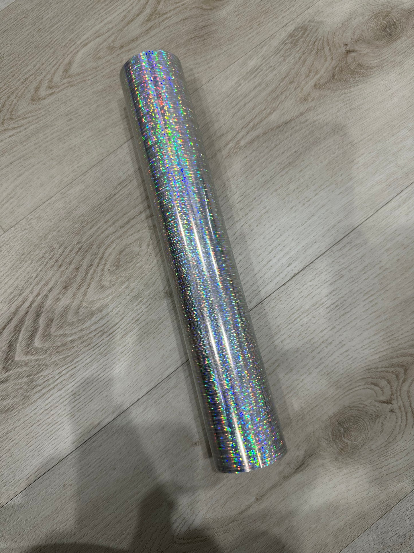 SILVER HOLOGRAPHIC PATTERNED VINYL