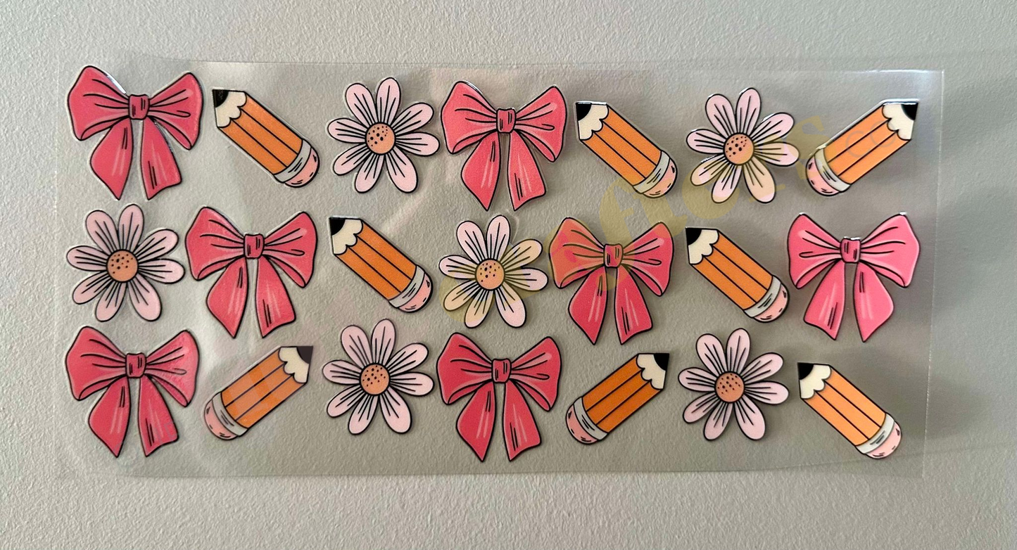 16oz UV DTF WRAP - FLOWERS WITH BOWS