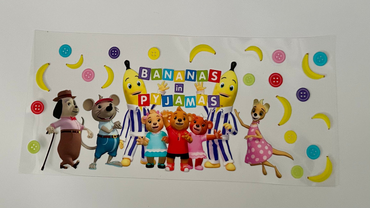 16oz UV DTF WRAP - BANANA IN PYJAMAS