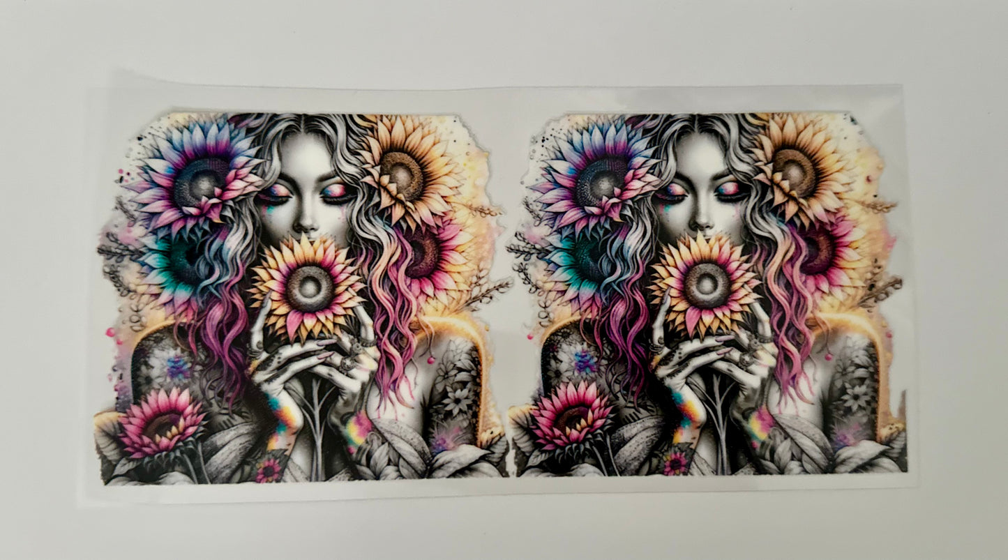 16oz UV DTF WRAP - WOMEN WITH FLOWER