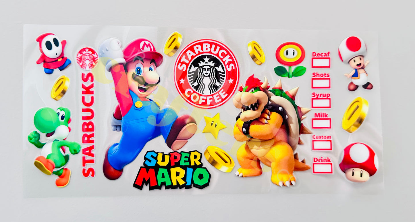 16oz UV DTF WRAP - “SUPER MARIO STARBUCKS”