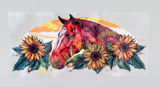 16oz UV DTF WRAP - HORSE WITH SUNFLOWERS #1