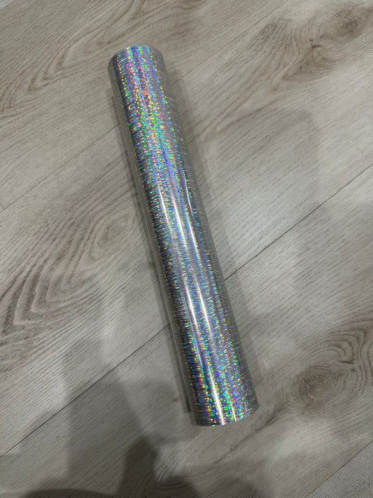 SILVER HOLOGRAPHIC PATTERNED VINYL