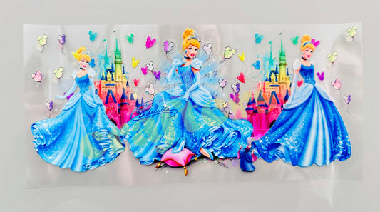 16oz UV DTF WRAP - CINDERELLA WITH CASTLE