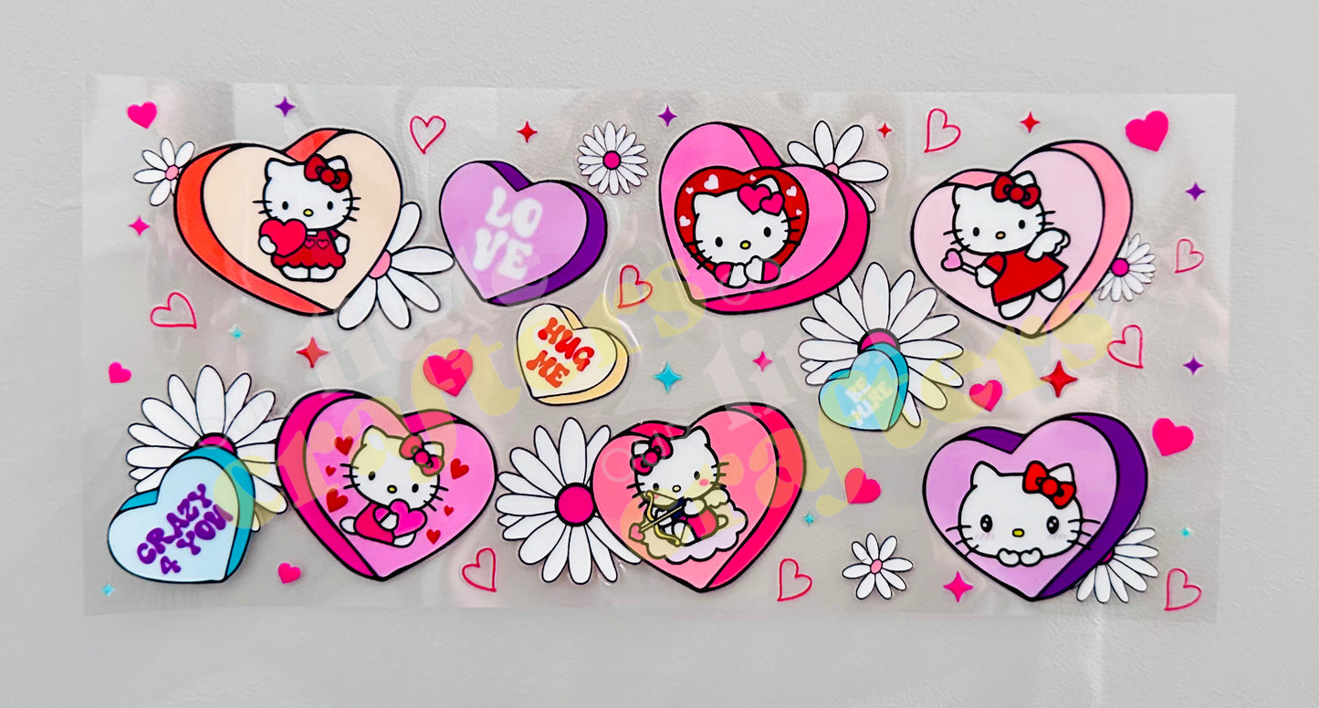 16oz UV DTF WRAP - HELLO KITTY HEARTS