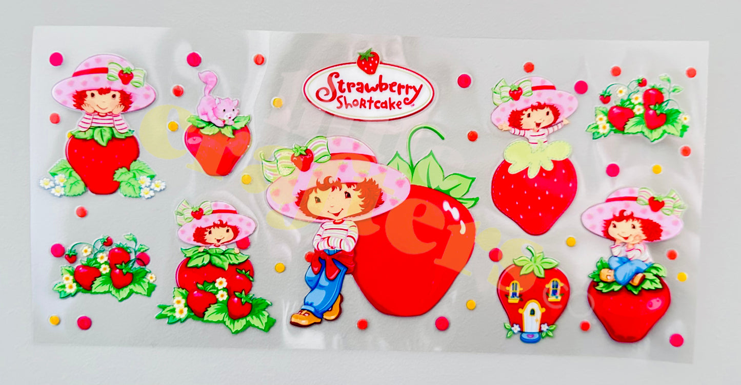 16oz UV DTF WRAP - STRAWBERRY SHORTCAKE DESIGN #2