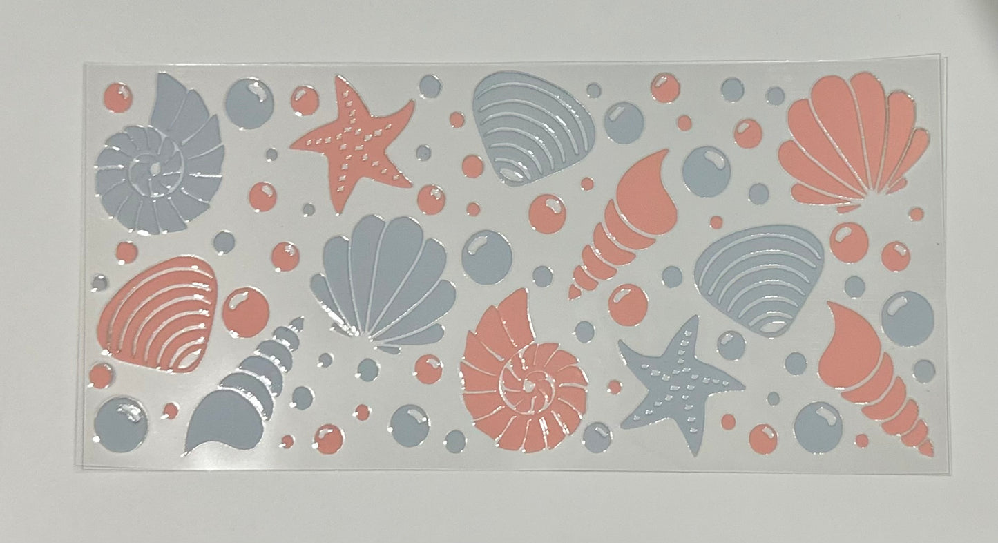 16oz UV DTF WRAP - BEACH SEA SHELLS