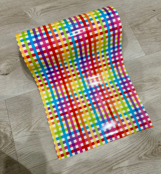 RAINBOW PLAID PATTERN HTV