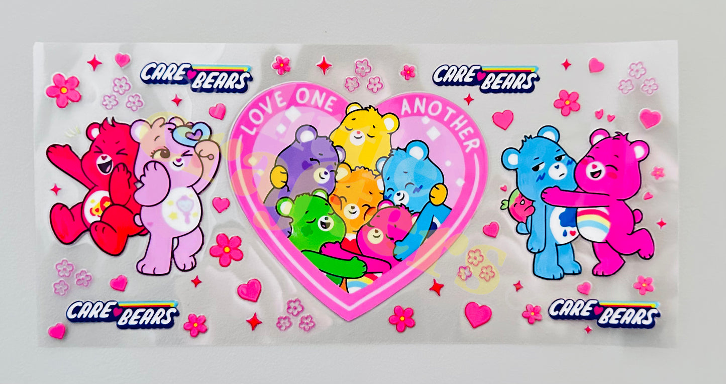 16oz UV DTF WRAP - “LOVE ONE ANOTHER” CAREBEARS