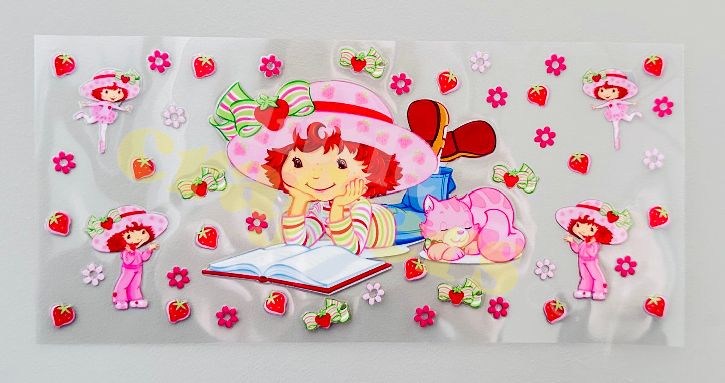 16oz UV DTF WRAP - STRAWBERRY SHORTCAKE WITH BOOK