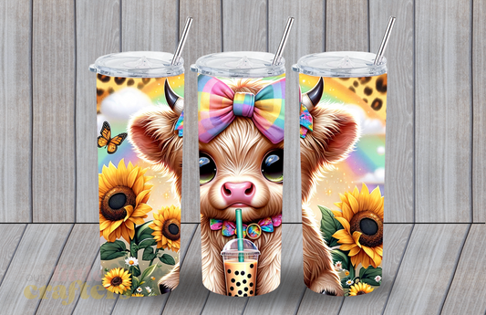 "HIGHLAND COW WITH RAINBOW BOW' SUBLIMATION WRAP (50)