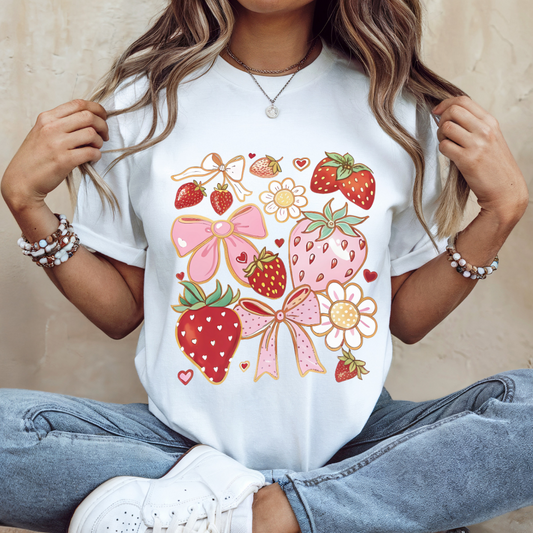 DTF PRINT - STRAWBERRIES & BOWS