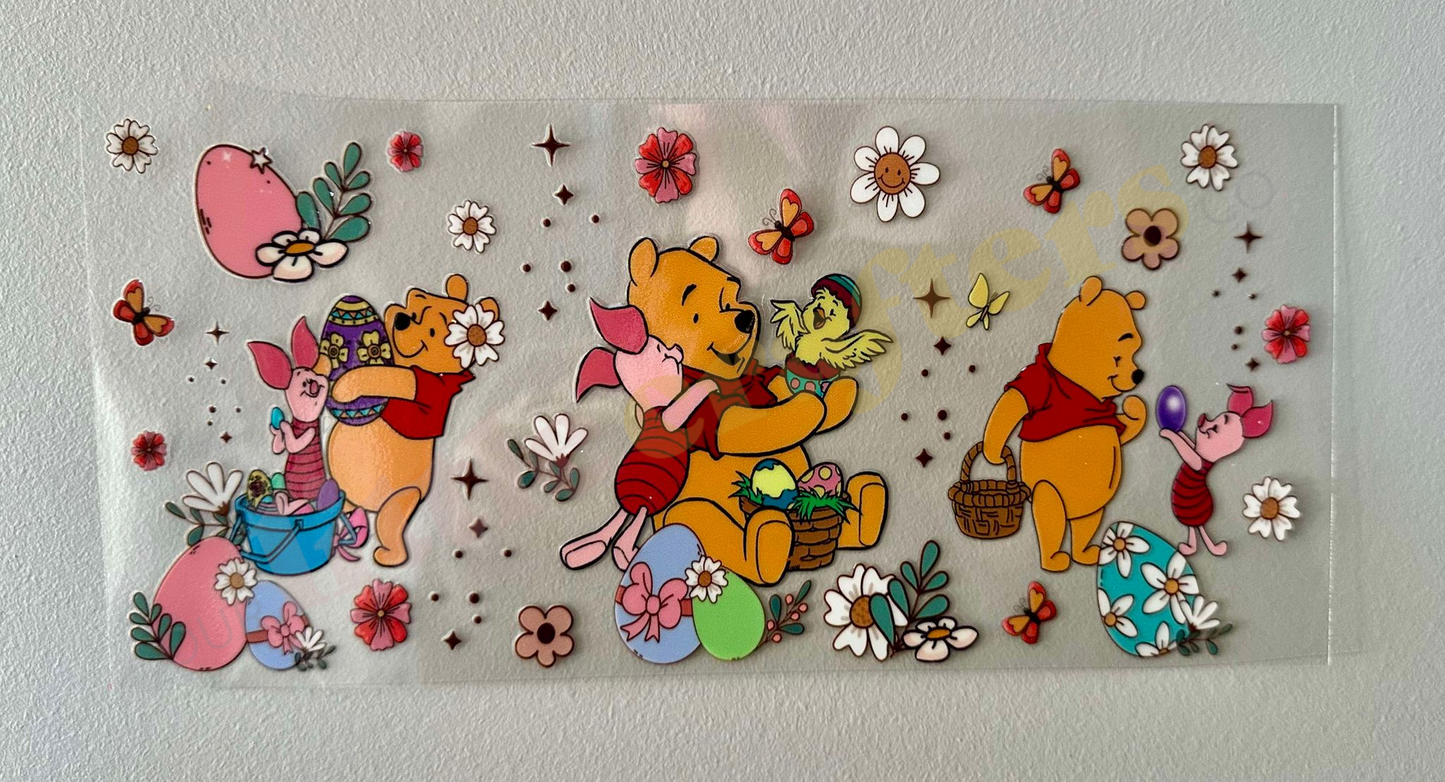 16oz UV DTF WRAP - WINNIE THE POOH WITH EASTER EGGS