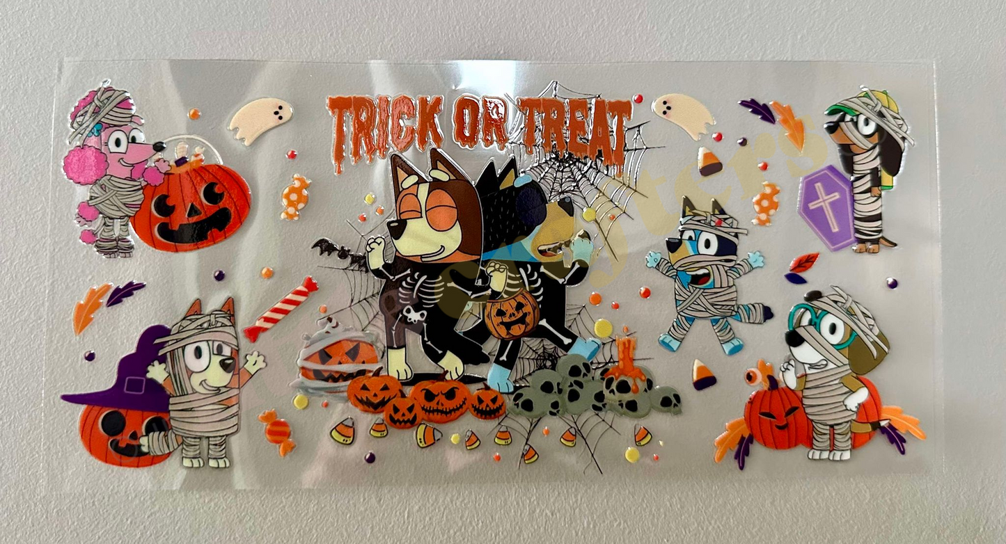 16oz UV DTF WRAP - TRICK OR TREAT BLUEY