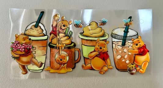 16oz UV DTF WRAP - WINNIE THE POOH WITH HONEY